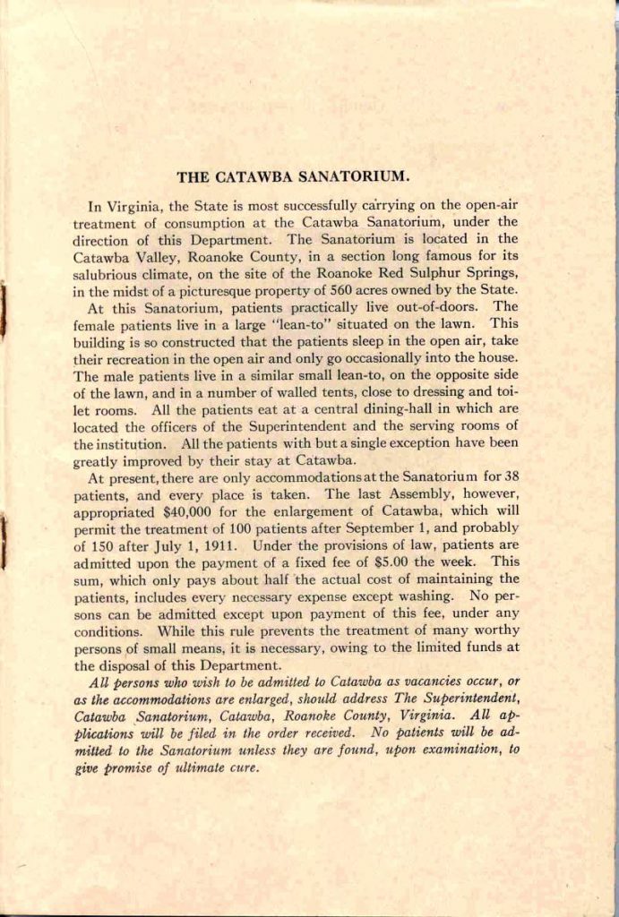 VA 건강 게시판 - 3월, 1910 - 카타우바 요양원 페이지