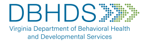 흰색 테두리가 있는 DBHDS 로고